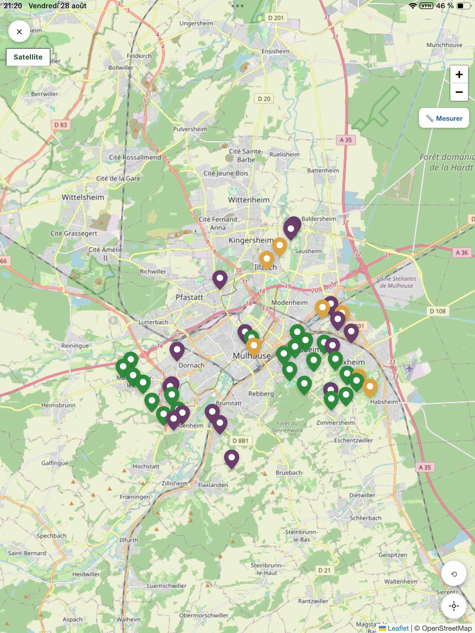 Carte autour de Mulhouse